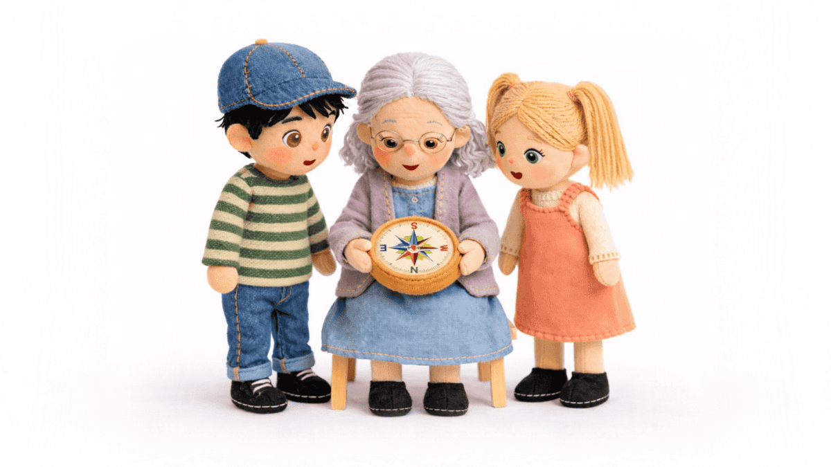 Rafa, vovó Lila e Beti Bússola